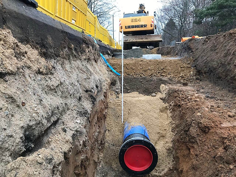 Mischwasserkanal und Trinkwasserleitung Bismarckstr.