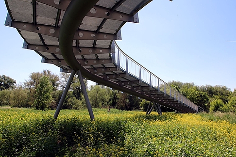Brücke Adler-Bogen (Halle) von unten, geplant von Gruner Deutschland